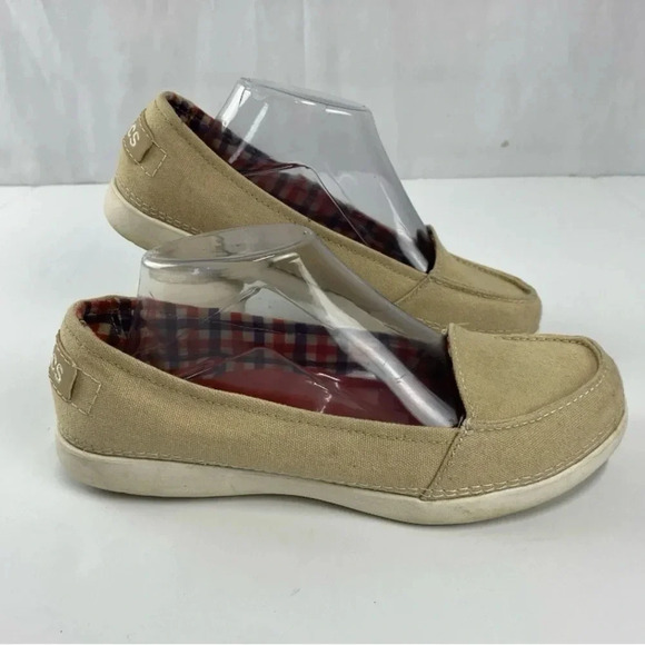 CROCS Melbourne II Short Vamp Flats Loafers Slip-on Shoes Size W9 Tan Beige - Picture 1 of 7